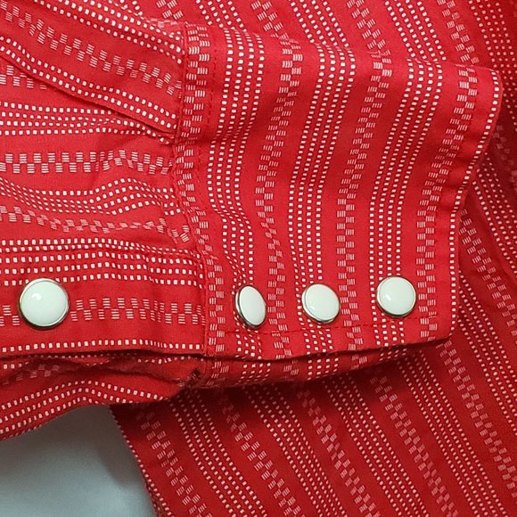 Panhandle Slim B & D Brooks and Dunn Western Shirt Red With White Pearl Snaps - Picture 4 of 6